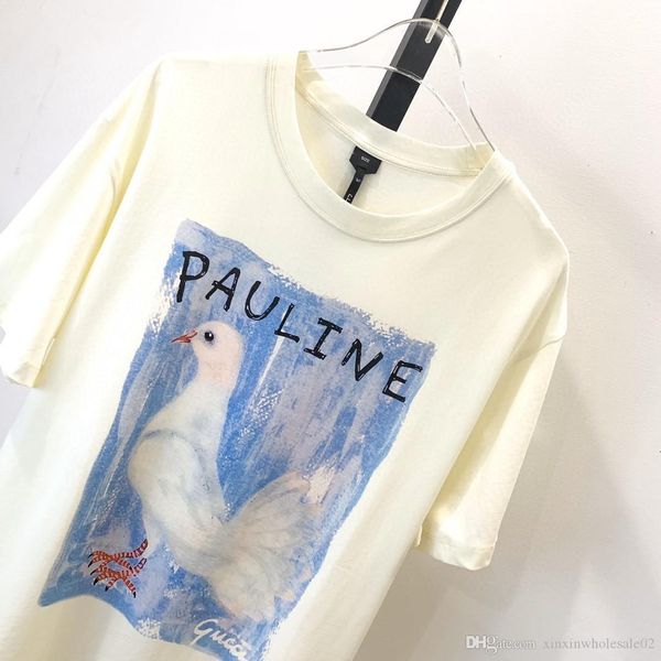 

2020 italian summer and spring small hamster letter printing beige t-shirt fashion men and women casual cotton breathable long, White;black