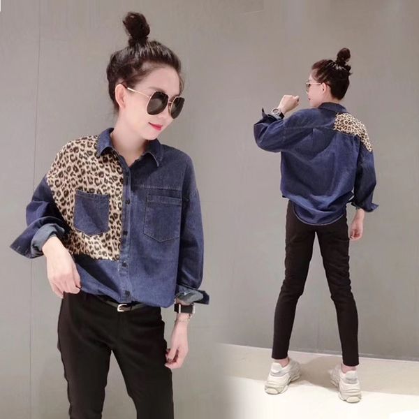 

spring autumn women casual jeans long sleeve blouse fashion slim denim shirt office female clothing denim blusas mujer, White