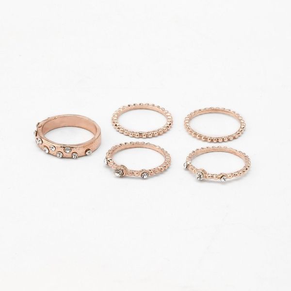 

new 5pc/set fashion stackable ring adorable rings for women girls crystal rose gold stackable ring jewelry gift, Slivery;golden