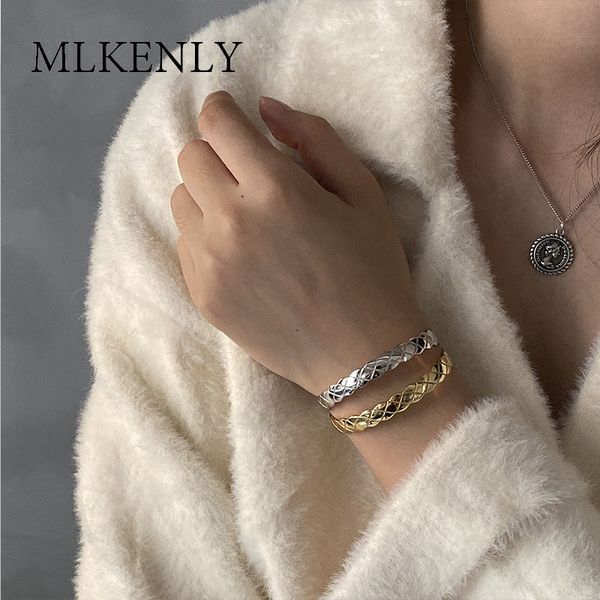 

mlkenly lingge pattern cool cold simple opening bracelet autumn and winter jewelry for women gift, Black