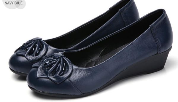 

2019 women's shoes in spring and autumn with new style slope heel round head bowknot mother shoes #123, Black