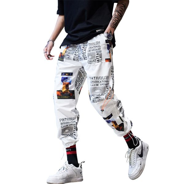 

loldeal male harajuku koreans pockets fashions pants hip hop sportswear ankle-length pants casual sweatpants fitness joggers, Black