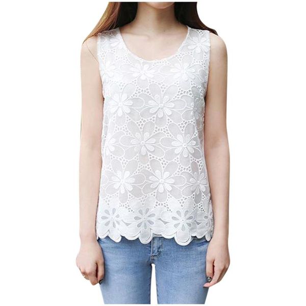 

vintage summer plus size tank women sleeveless floral lace solid tank ropa mujer womens clothing haut femme, White
