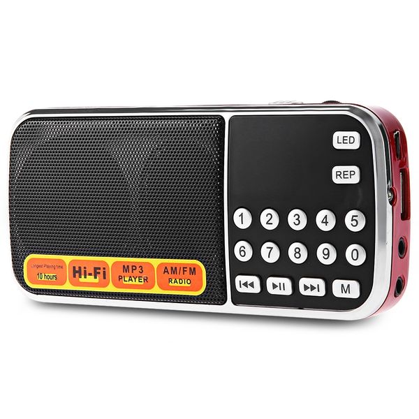 

l - 088am portable am fm radio speaker music player with tf card usb aux input