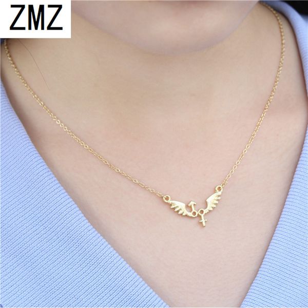 

zmz 30pcs europe/us fashion angel wings pendant cute angel wings necklace gift for mom/girlfriend party gold/silver jewelry