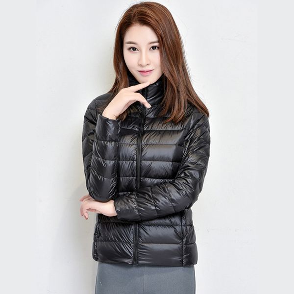 

women winter coat 2020 new fashion 90% white duck down jacket ultralight portable slim down coat female winter jackets parkas, Black