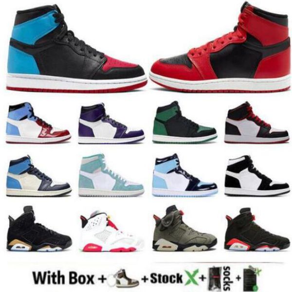 

высокий 1 1s og jumpman дешевые ботинки баскетбола высокий суд фиолетовый белый сосна зеленый черный bred toe разрушенные backboard тревиса