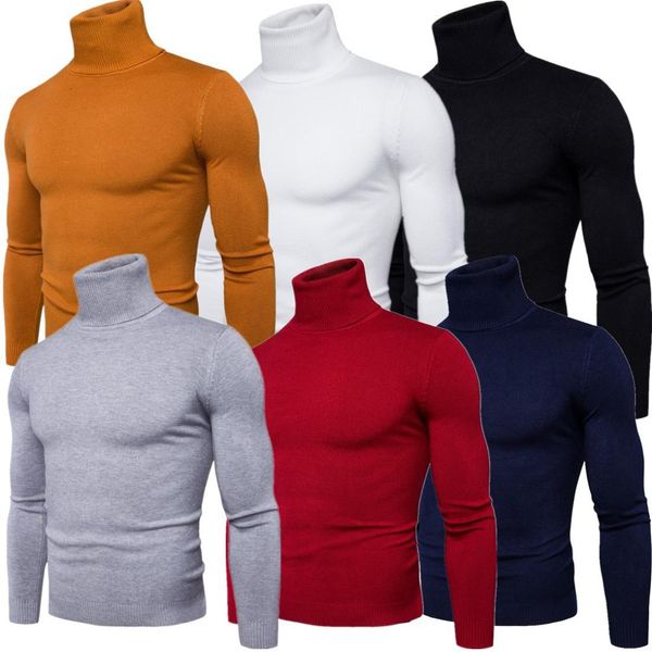 

2019 fall/winter new men's sweater foreign trade turtleneck men's sweater coat y959, White;black