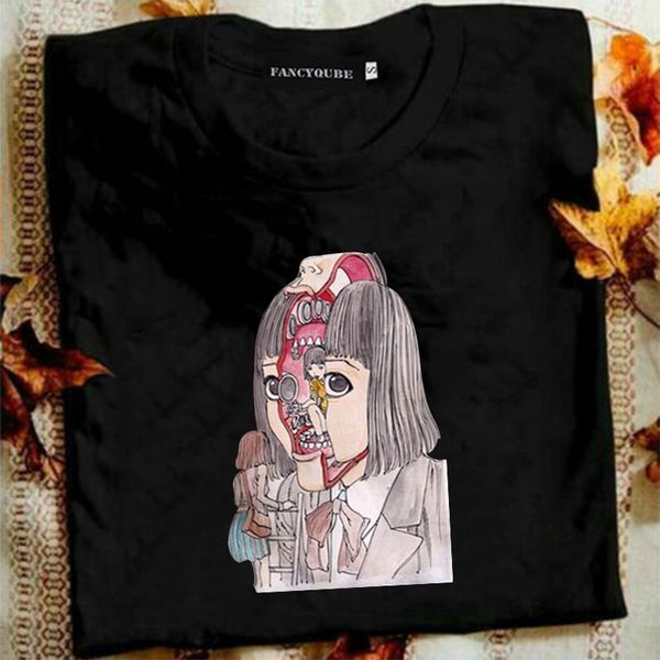 

fashion women anime junji ito tomie graphic tee shirt casual horror short sleeve t shirt, White