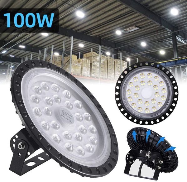 

100w ufo led high bay lighting промышленное освещение 6000k ip65 склад светодиодные огни коммерческая bay освещение гаража завода workshop