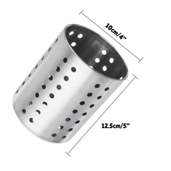 

new stainless steel cutlery holder & kitchen utensil pot cylinder organizer rack
