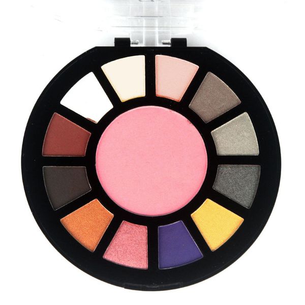 

019 12 colors eyeshadow 1 color blush eye shadow palette matte shimmer eyes make up blush