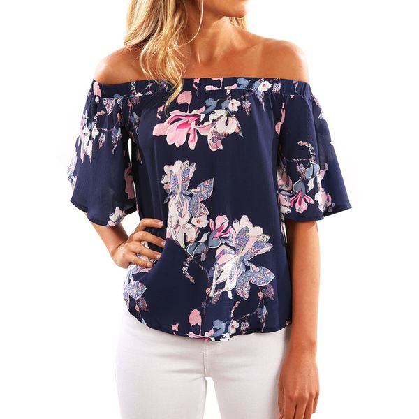 

womens summer off shoulder ladies short sleeve loose blouse, White