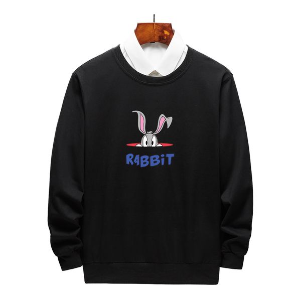 

men womens designer sweatshirt fashion trand solid color cartoon rabbit print clothes men women hoodies 3 colors, Black