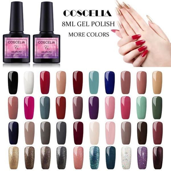

nail gel art design manicure coscelia 40 colors 8ml soak off nail gel polish all for manicure pedicure tools led uv, Red;pink