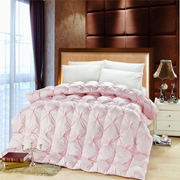 95 White Duck Down Comforter Pink White Solid Duck Feather Thick