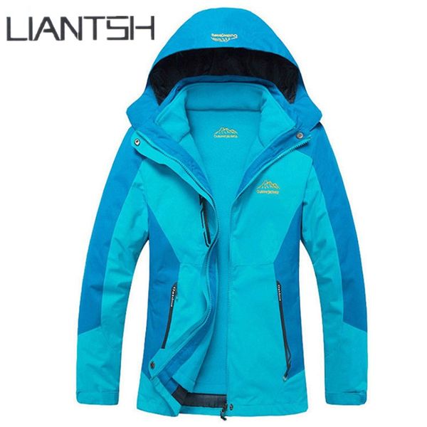 

winter outdoor lovers 3 in 1 thermal waterproof breathable blue jackets outdoor ice rink,warm thicken camping coat hiking jacket, Blue;black