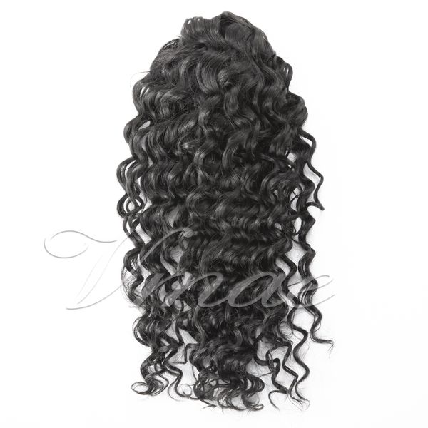 

indian natural black deep wave remy virgin drawstring ponytail horsetail 12 to 26 inch real human hair extension