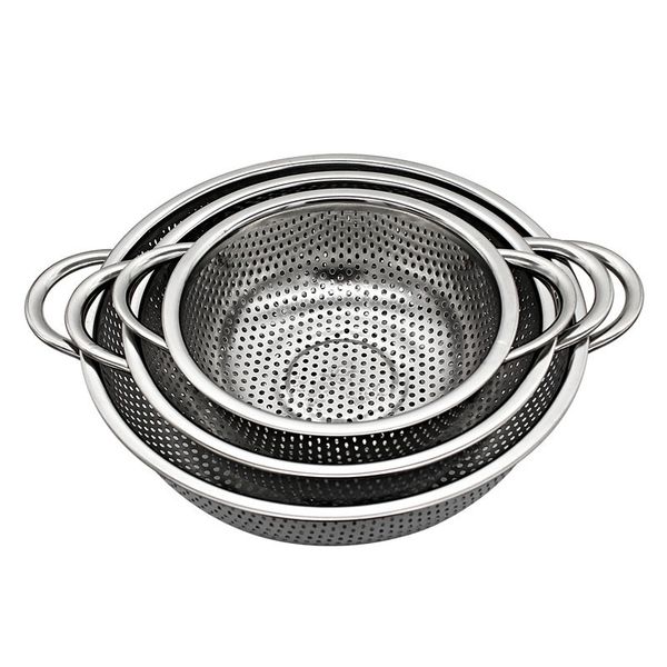 

3 pieces stainless steel colander kitchen strainer with handles