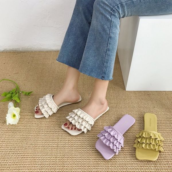 

flower shoes woman 2020 slippers flat slipers women luxury slides shale female beach new designer sabot rubber floral fashion, Black