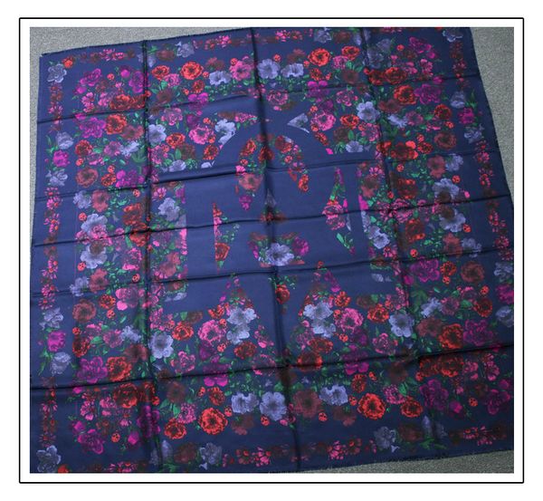 

new charm blue rose skull luxury silk scarf high grade square scarves neck wear accessory clothing scarfs drop shipping fj82