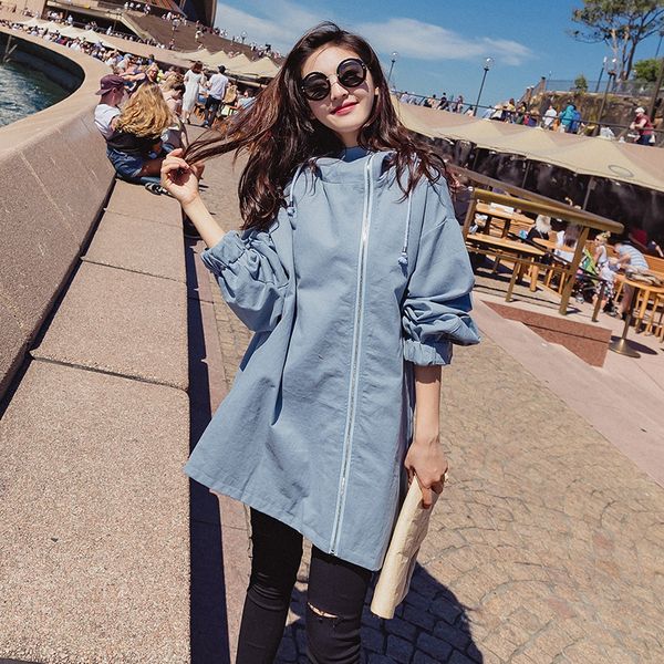 

2019 fashion lady jackets hooded asymmetric spring autumn coat for women outerwear blue yellow, Black;brown