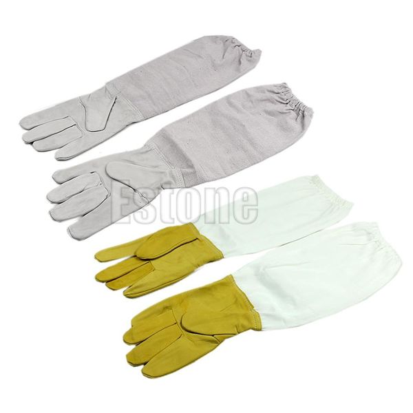 

1pair protective vented long sleeves goatskin bee keeping tool beekeeping gloves