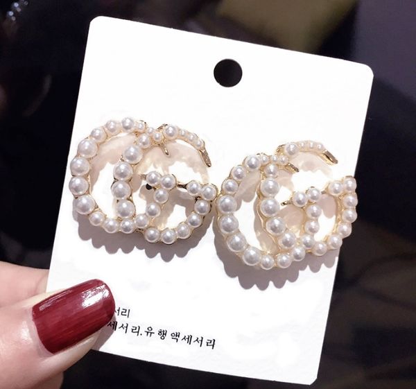 

2019 women's jewelry fashion earrings letters 18k silver plated sterling silver women's earrings a0602, Red;brown
