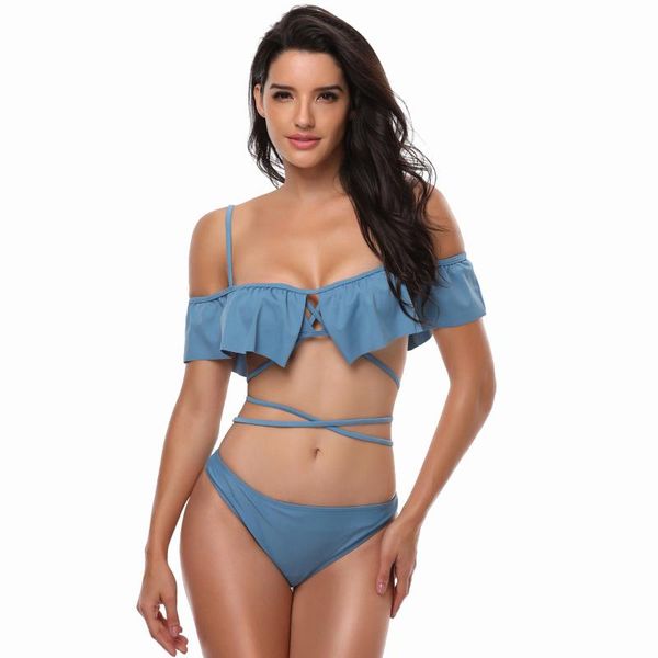 

brazilian bikini 2020 new women swimwear swim suit tie rope ruffle bikinis set maillot de bain push up bra swimsuit