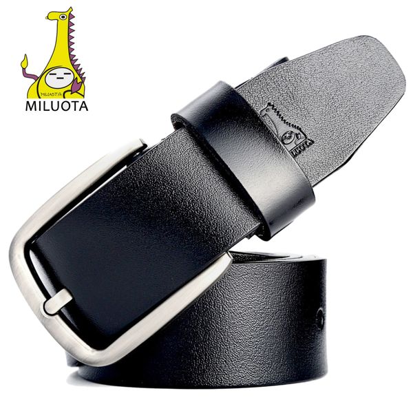 

miluota] new fashion cow genuine leather belt luxury strap male belts for men classice retro pin buckle, Black;brown