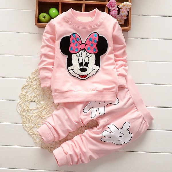 

2019 girls clothing sets cartoon long sleeve sweatshirts + pants suit kids bebes childrens jogging clothing, White