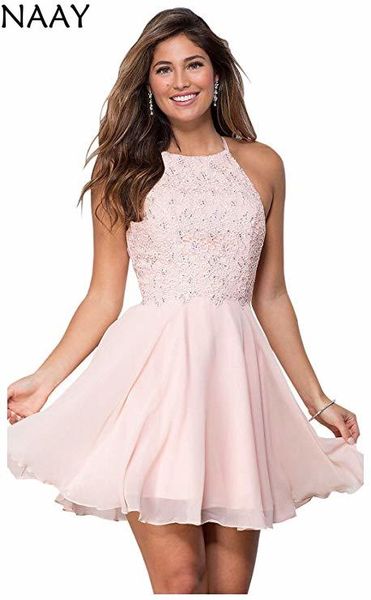 

naay women's halter open back sleeveless formal prom dress short tulle homecoming dress black evening party gown, White;black