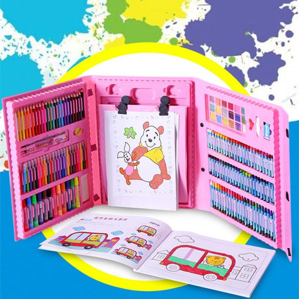 

176pcs creative painting graffiti paint brush set fashion children daily entertainment toy art sets with easel gift for kids