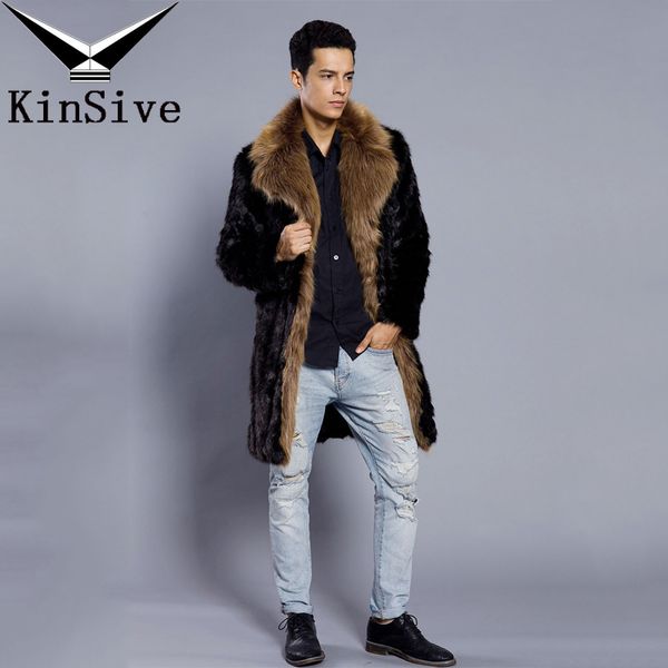 

new arrive luxury fur coat jackets men's long faux fur coat england style warmed winter coats chic handsome boy's outwear, Black