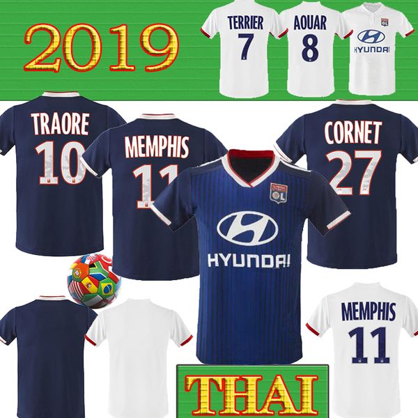 

Thai maillot de foot olympique lyonnai occer jer ey 2019 2020 lyon football hirt traore memphi fekir 19 20 men kit uniform, Black;yellow