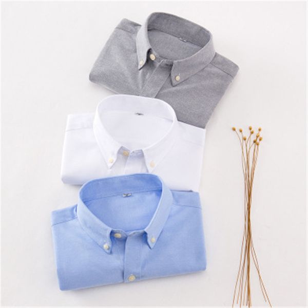 

summer oxford spinning men's short-sleeved shirt korean casual slim breathable men's business solid color wild shirt, White;black