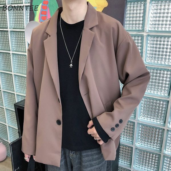 

blazers men single breasted khaki fashion youth leisure large size 2xl handsome night club wear ulzzang slim daily popular chic, White;black