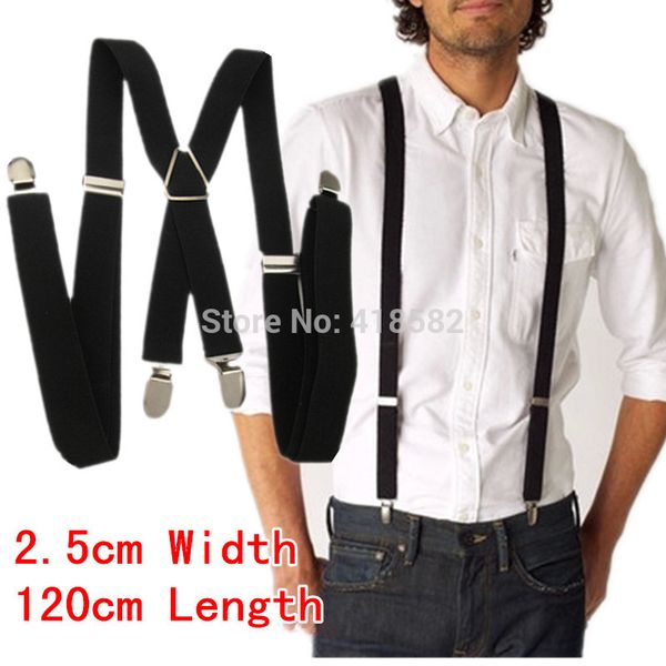 

bd002-xl size 2016 men's suspenders 2.5 *120cm four clips-on adjustable women braces ing, Black;white