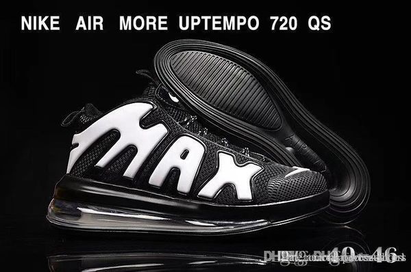 

2020 air more uptempo 720 running shoes men air cushion basketball shoes sports sneakers max more uptempo 720 trainers, Black