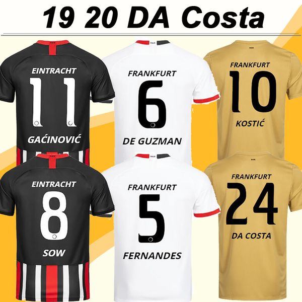 

19 20 eintracht frankfurt da costa mens soccer jerseys fernandes de guzman sow home away 3rd football shirts haller kostic fuÃball trikots, Black;yellow