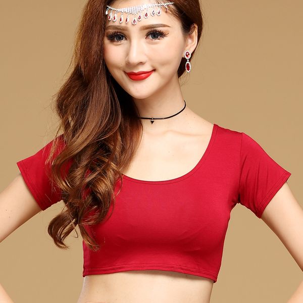 

new modal belly dance costumes short sleeves belly dance for women s m l xl xxl, Black;red