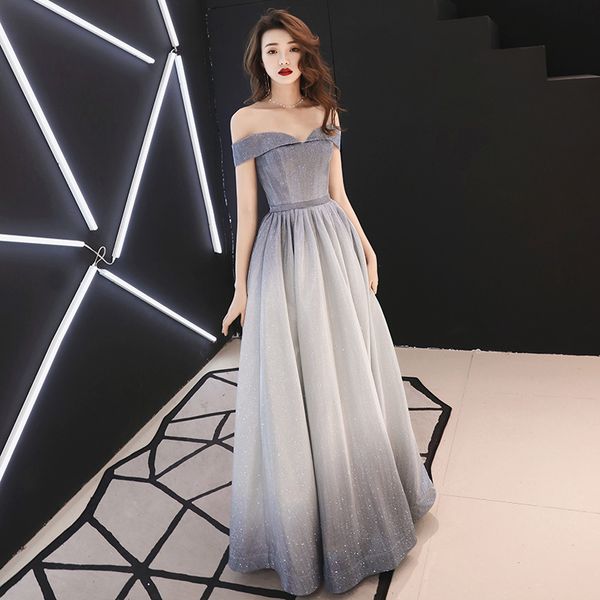 

new grey evening dresses long floor length chiffon formal evening party dress for women estelyi ruha, White;black