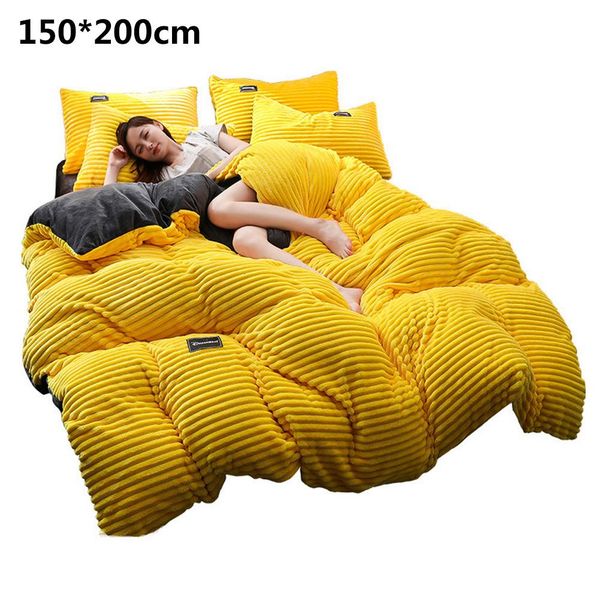 

household bed set 4pcs flannel quilt set thicken warm quilt sheets pillowcase bedroom, soft and easy to clean