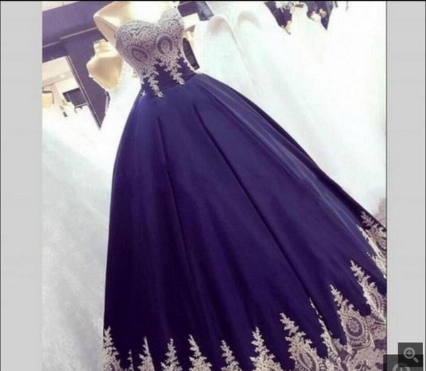 

2019 new design navy blue ball gown prom dresses long lace appliques princess prom gowns sweet 16 evening party puffy prom dress, Black