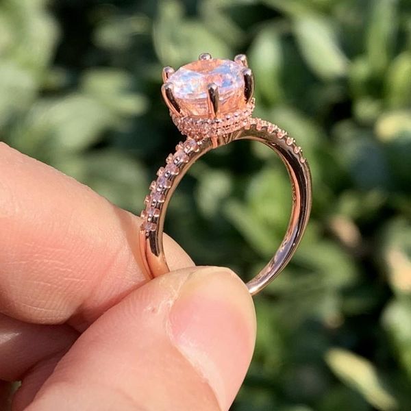 

us size 5-10 luxury jewelry 925 sterling silver&rose gold white z cz diamond gemstones women wedding engagement band ring gift, Slivery;golden