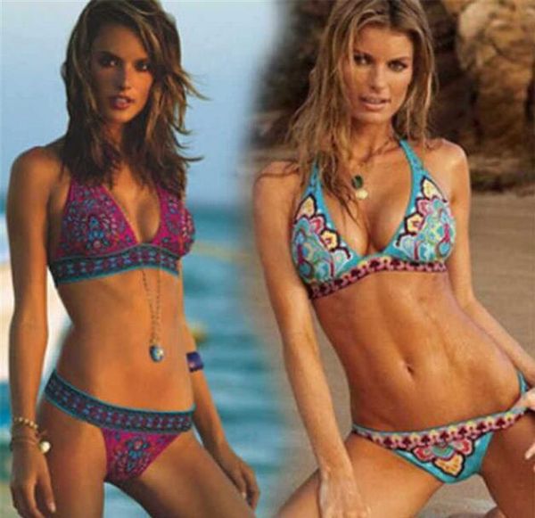 

2020 new women's fashion summer bandage bikini bra swimwear women's trend print swimwear beach suit, White;black