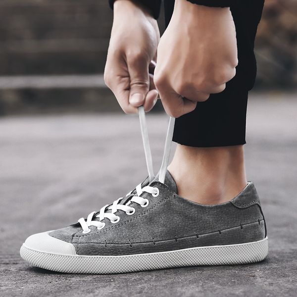 

aruonet brand fashion men casual shoes soft genuine leather lace-up men shoes low male sneakers casual flats loafer, Black