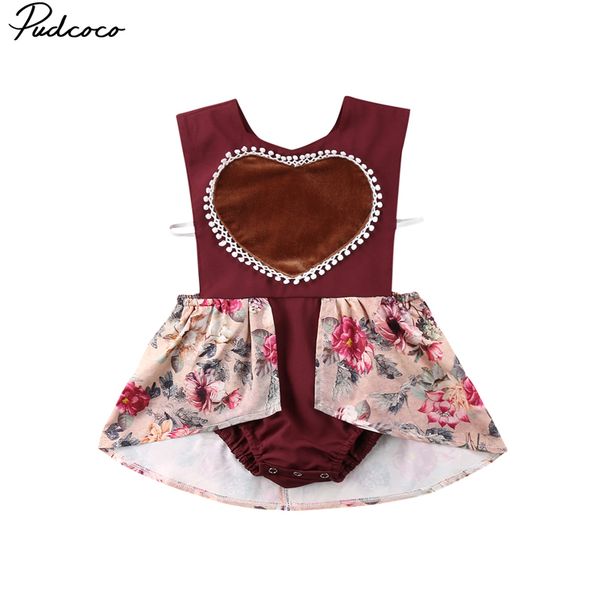 

pudcoco princess love heart bodysuit baby girls floral sleeveless bodysuit sunsuit outfits red, Blue