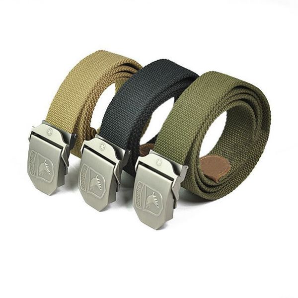 

men thickened waist belt canvas belt multicolored men's with eagle mark outdoor alloy automatic buckle men 100cm, Black;brown