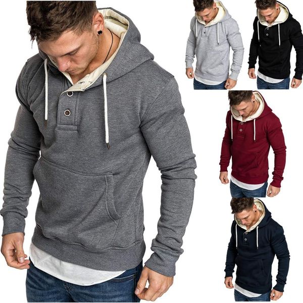 

2019 winter mens casual zipper hoodies slim fit hooded sweatshirt outwear male fashion solid color warm hoody pullover outfits, Black